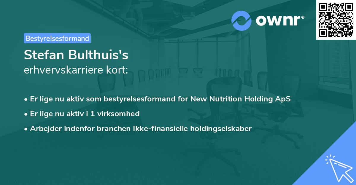 Stefan Bulthuis's erhvervskarriere kort