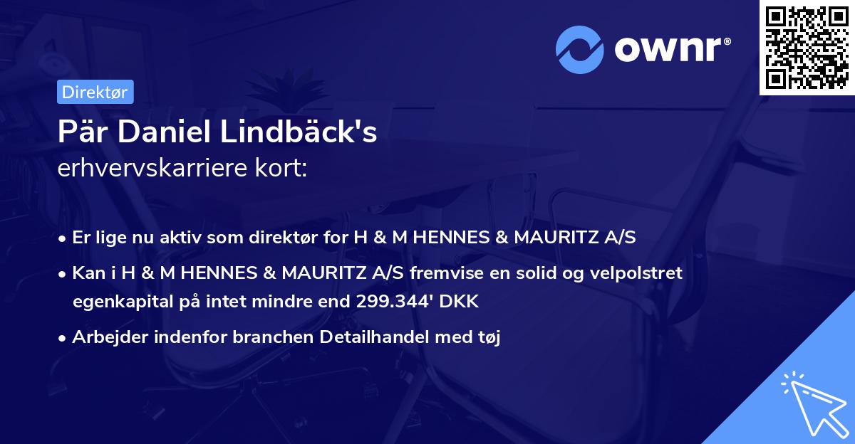 Pär Daniel Lindbäck's erhvervskarriere kort