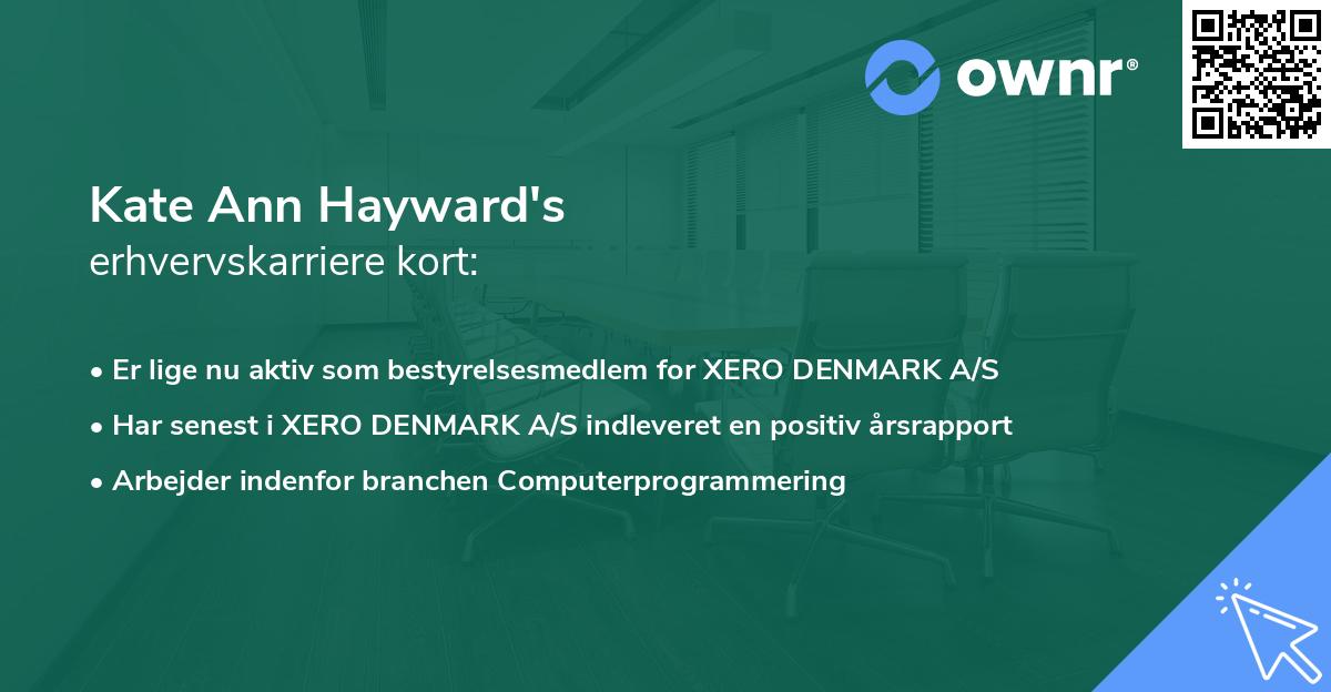 Kate Ann Hayward's erhvervskarriere kort