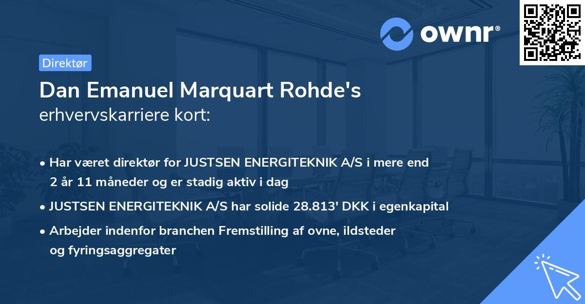 Dan Emanuel Marquart Rohde's erhvervskarriere kort