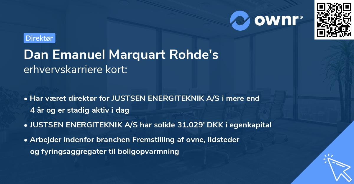 Dan Emanuel Marquart Rohde's erhvervskarriere kort