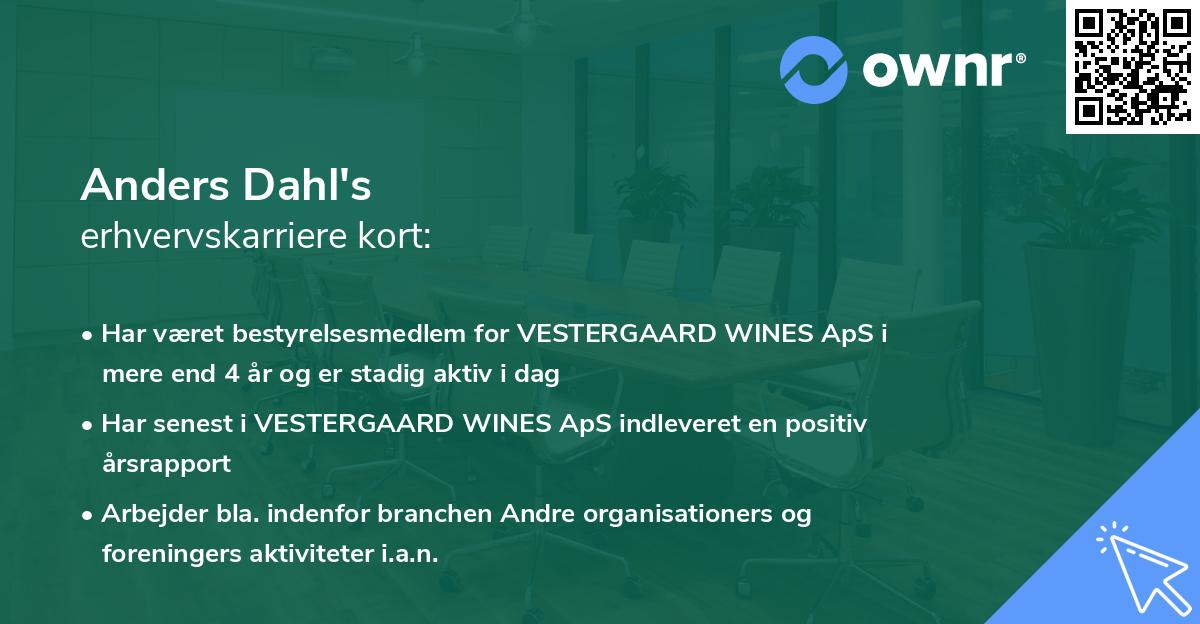 Anders Dahl's erhvervskarriere kort