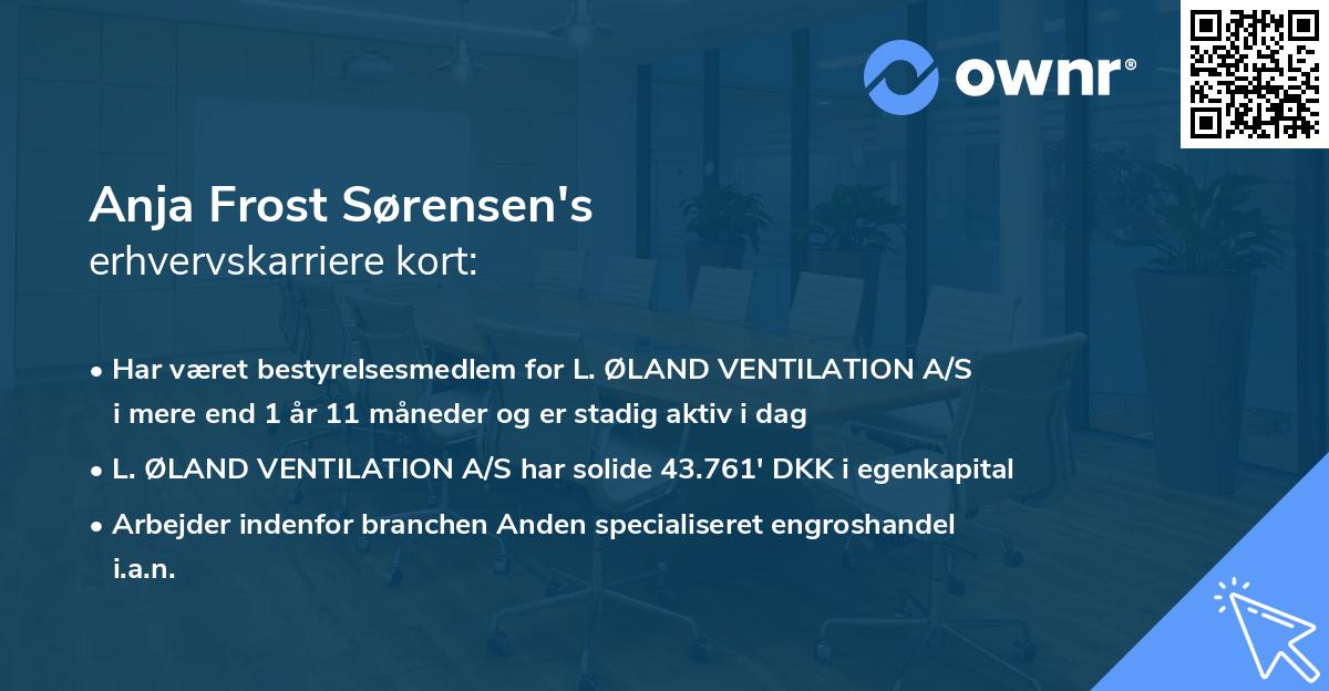 Anja Frost Sørensen's erhvervskarriere kort