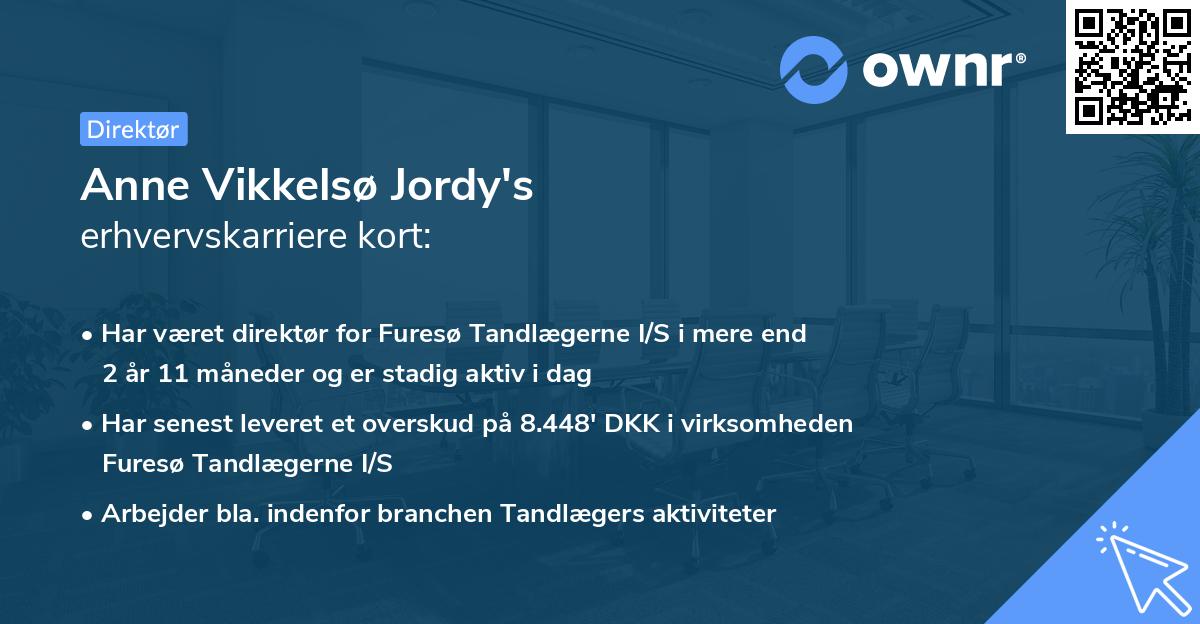 Anne Vikkelsø Jordy's erhvervskarriere kort