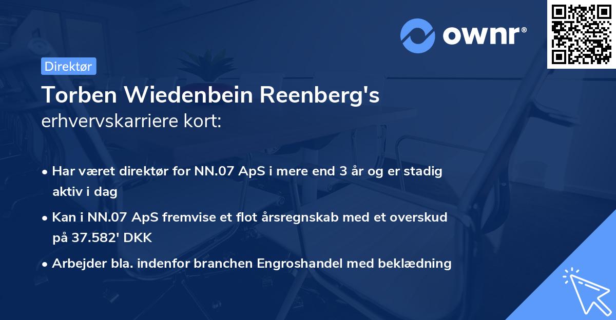 Torben Wiedenbein Reenberg's erhvervskarriere kort
