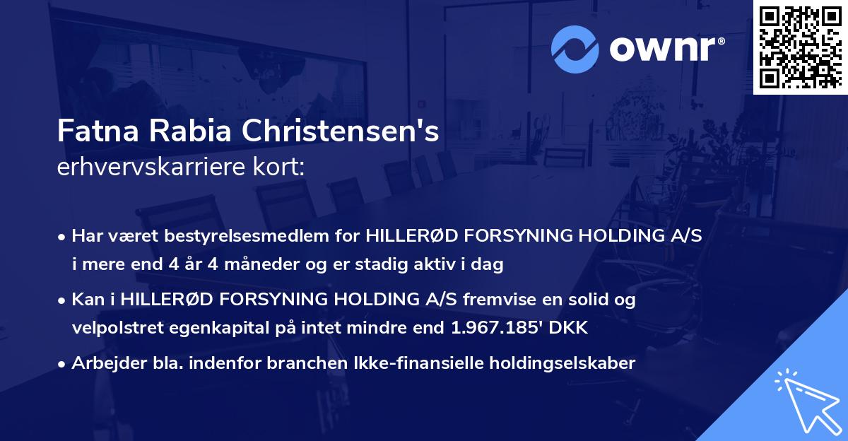 Fatna Rabia Christensen's erhvervskarriere kort