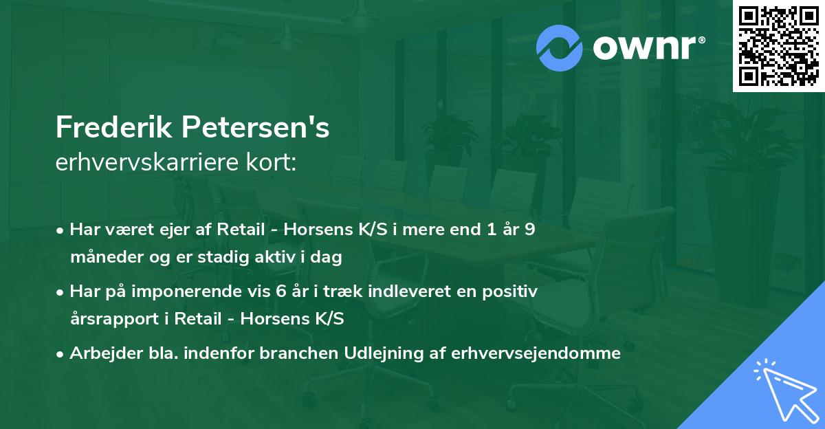 Frederik Petersen's erhvervskarriere kort