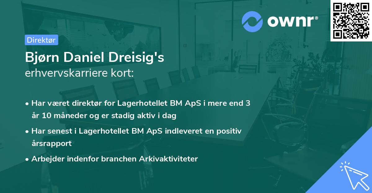 Bjørn Daniel Dreisig's erhvervskarriere kort