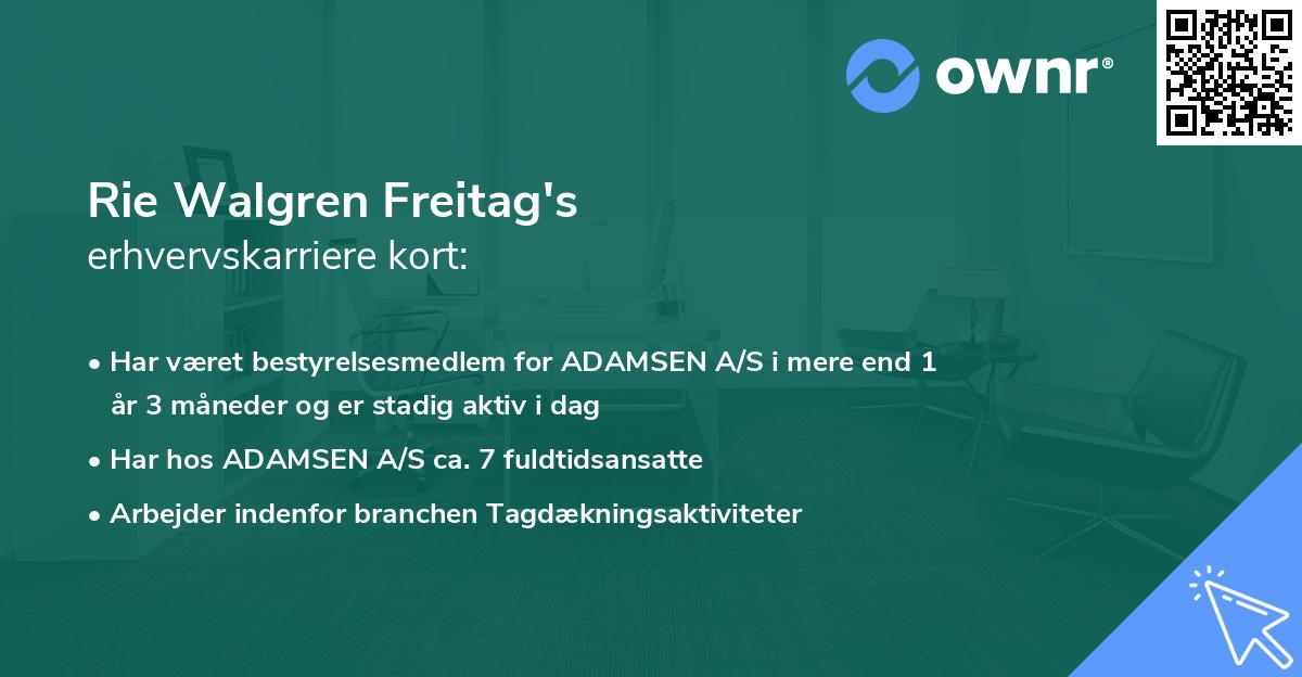 Rie Walgren Freitag's erhvervskarriere kort