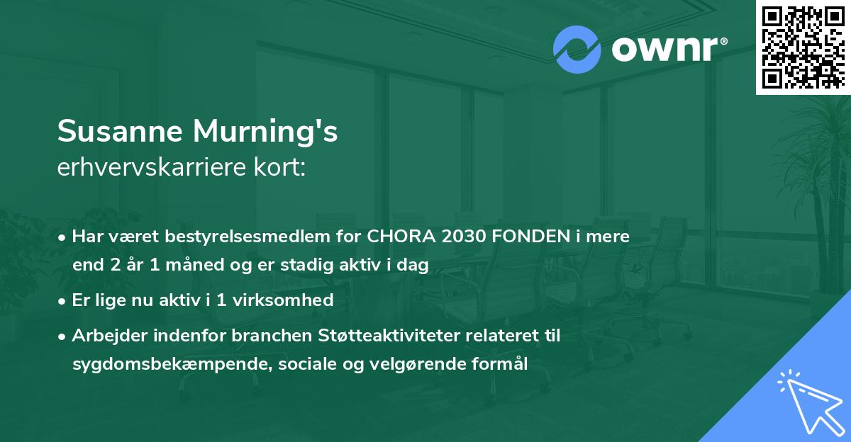 Susanne Murning's erhvervskarriere kort