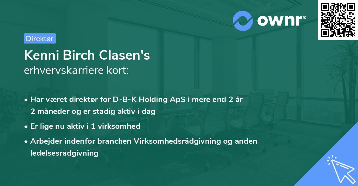 Kenni Birch Clasen's erhvervskarriere kort