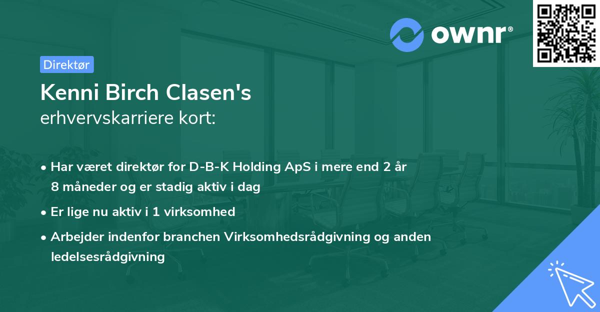 Kenni Birch Clasen's erhvervskarriere kort