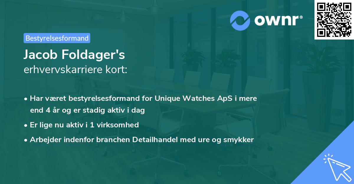 Jacob Foldager's erhvervskarriere kort
