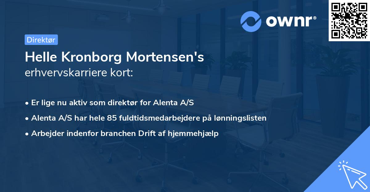 Helle Kronborg Mortensen's erhvervskarriere kort