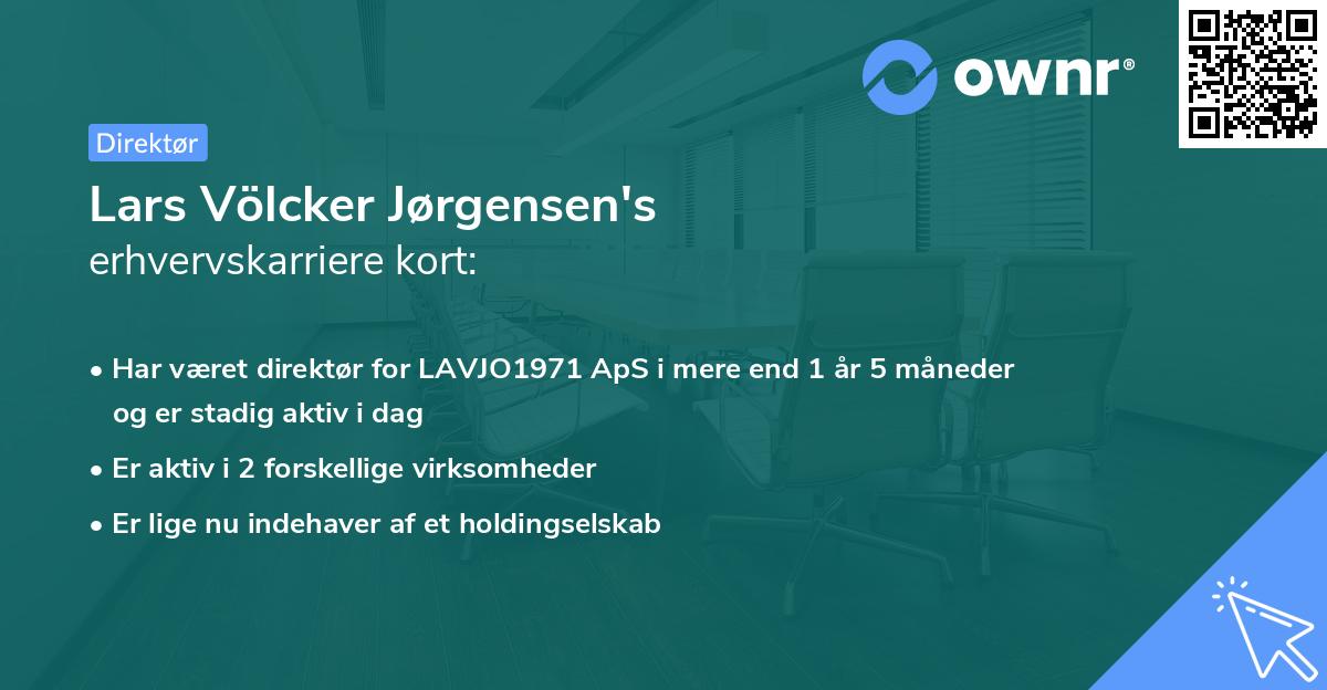Lars Völcker Jørgensen's erhvervskarriere kort