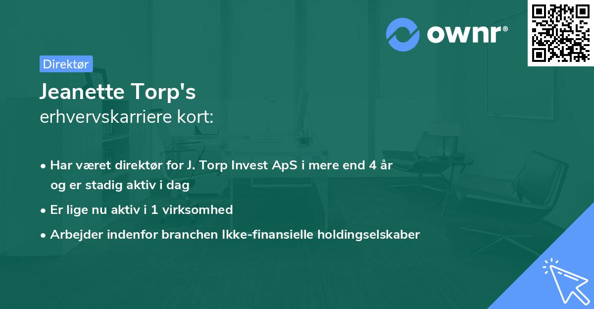 Jeanette Torp's erhvervskarriere kort