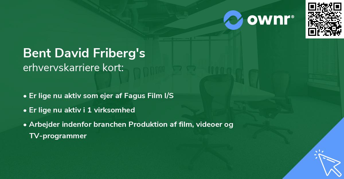 Bent David Friberg's erhvervskarriere kort