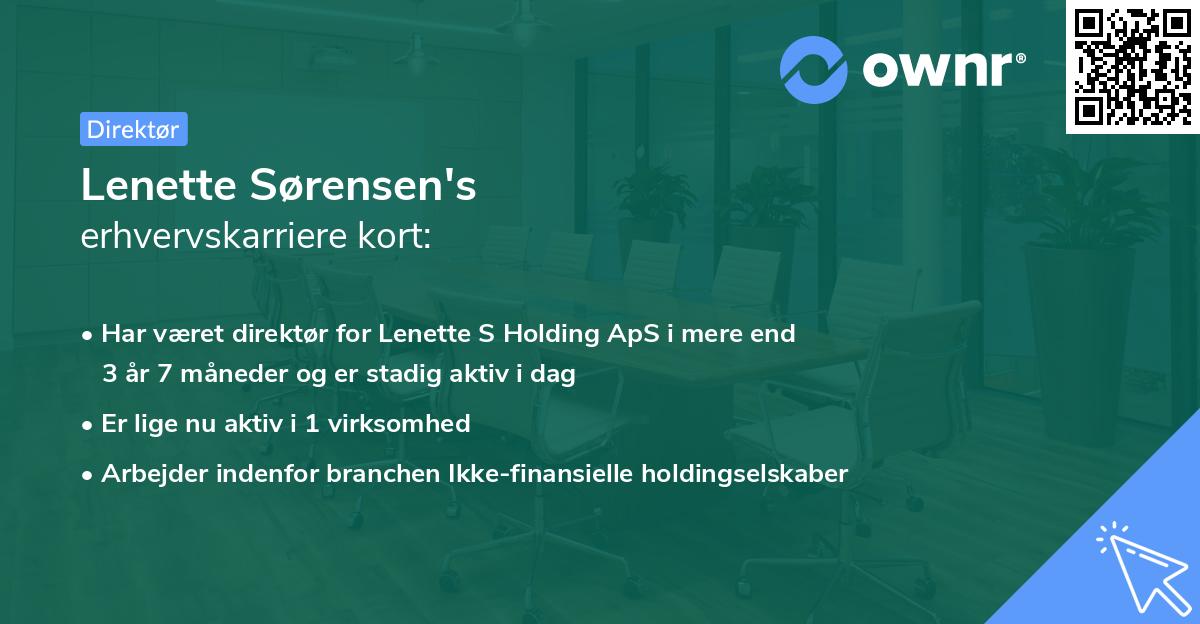 Lenette Sørensen's erhvervskarriere kort