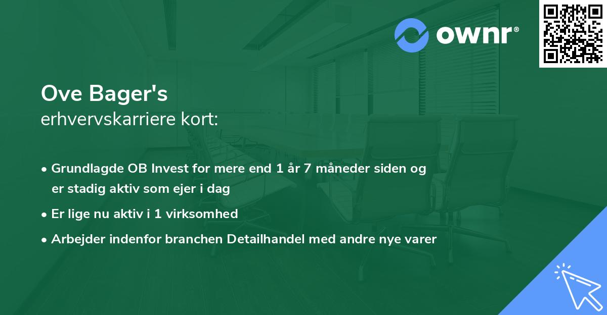 Ove Bager's erhvervskarriere kort