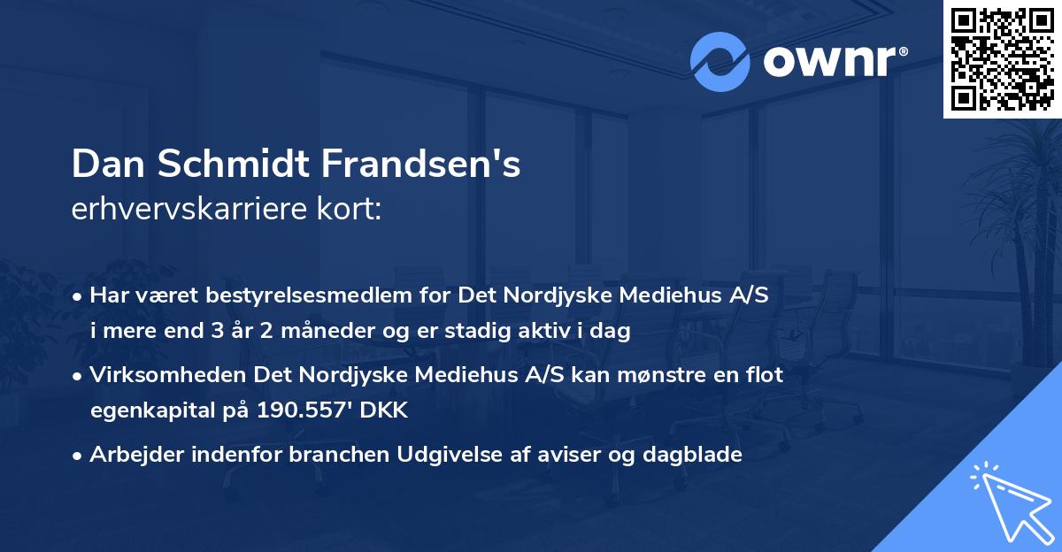 Dan Schmidt Frandsen's erhvervskarriere kort