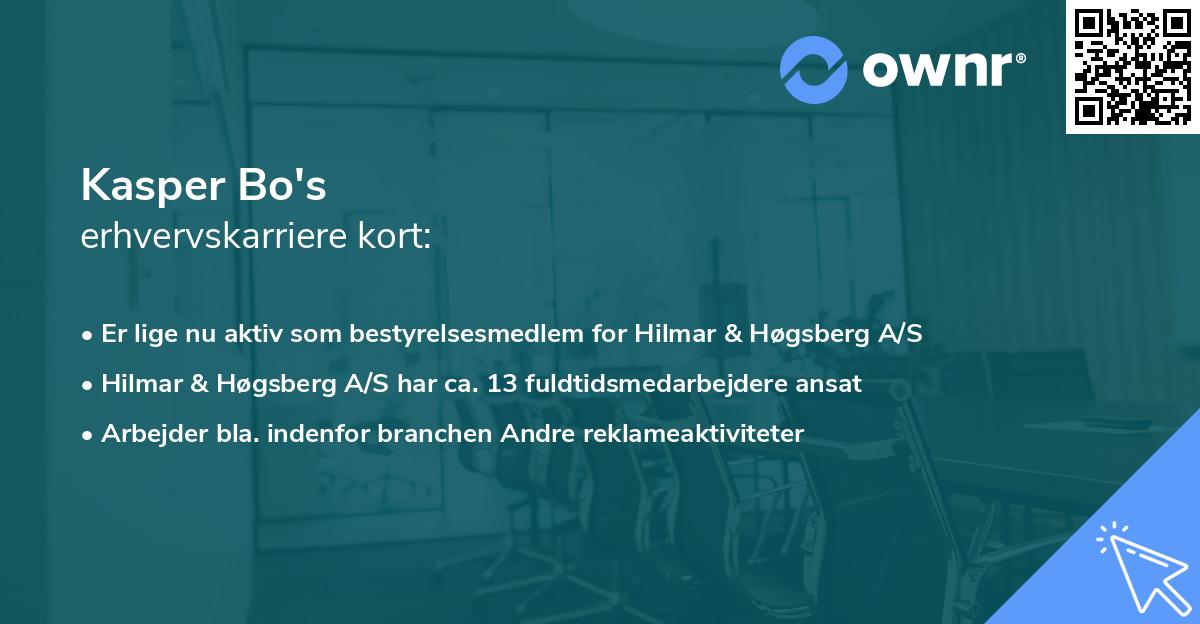Kasper Bo's erhvervskarriere kort