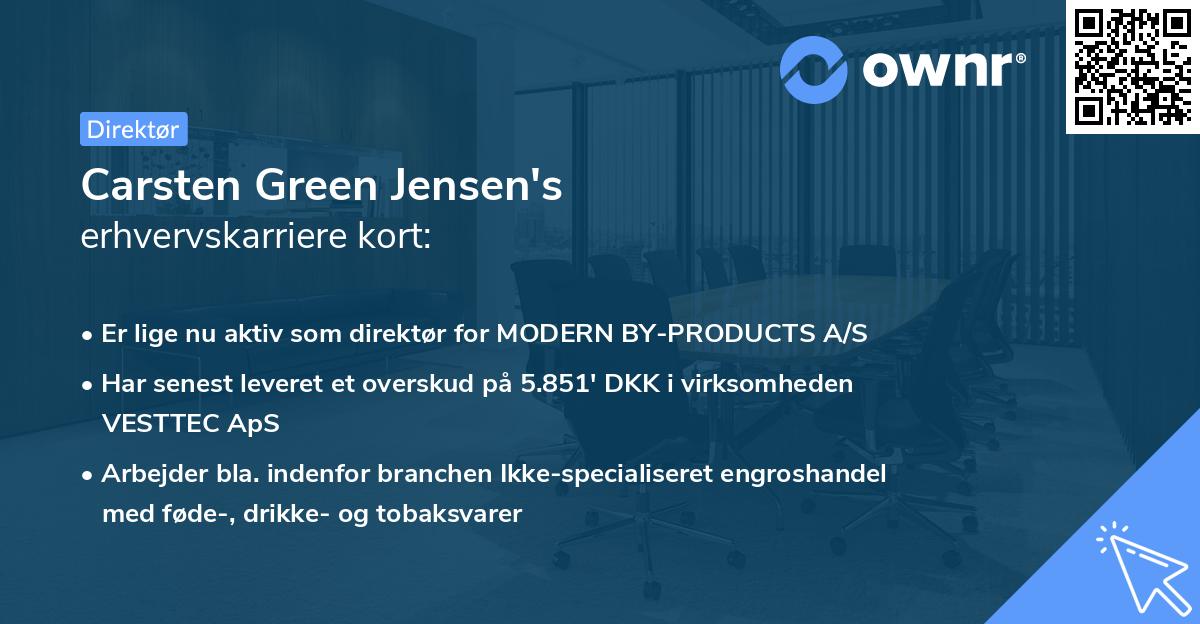 Carsten Green Jensen's erhvervskarriere kort