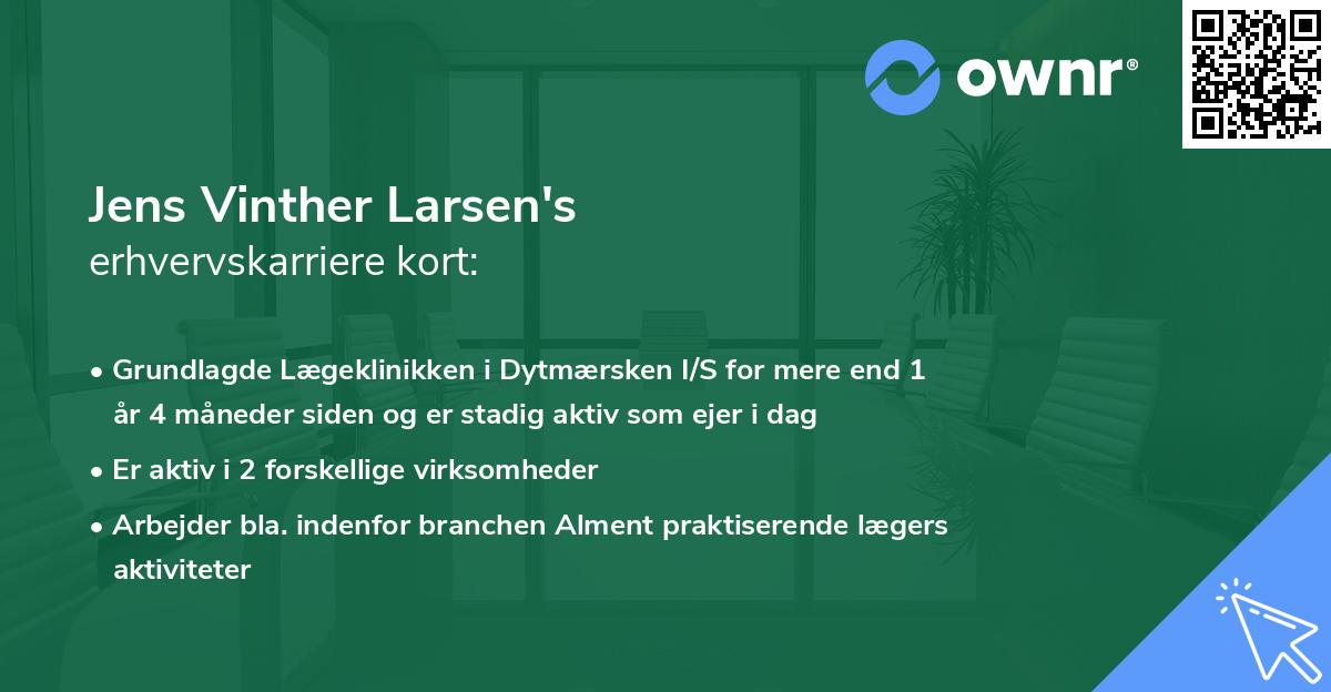 Jens Vinther Larsen's erhvervskarriere kort