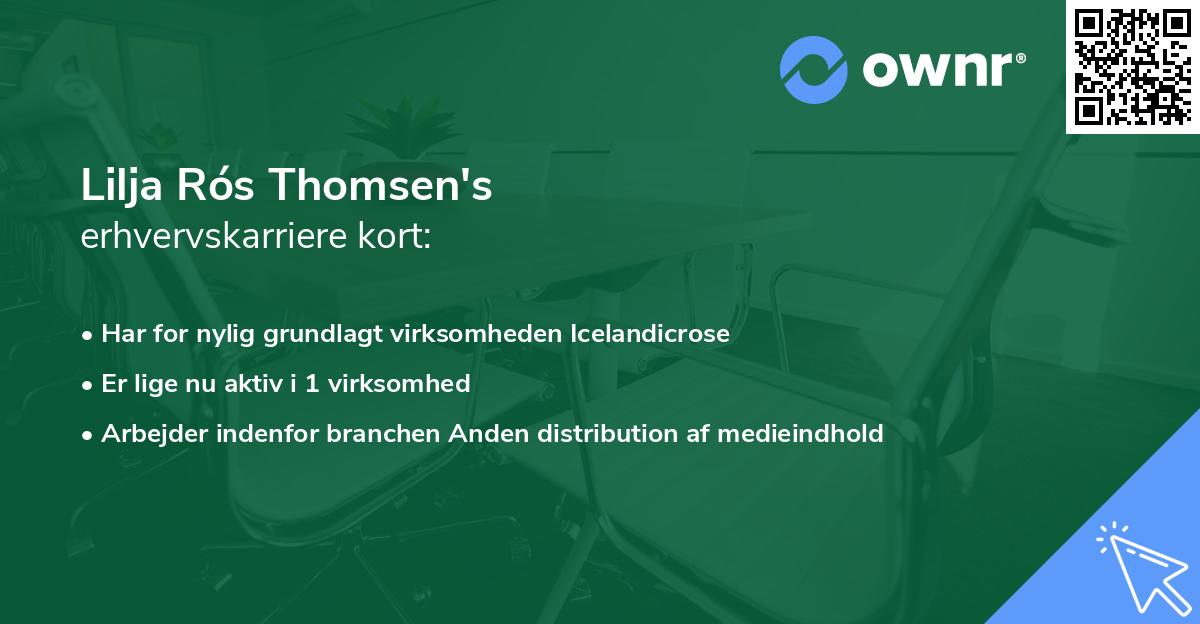Lilja Rós Thomsen's erhvervskarriere kort