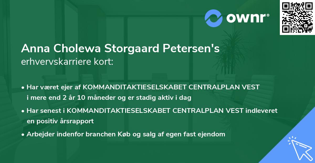 Anna Cholewa Storgaard Petersen's erhvervskarriere kort