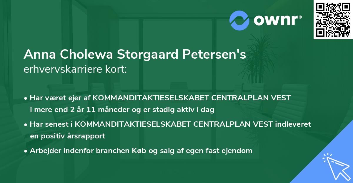 Anna Cholewa Storgaard Petersen's erhvervskarriere kort