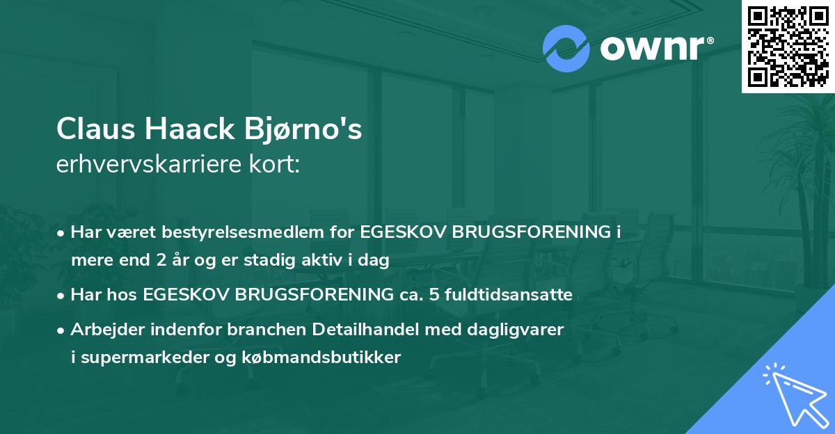 Claus Haack Bjørno's erhvervskarriere kort