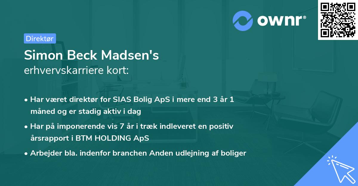 Simon Beck Madsen's erhvervskarriere kort