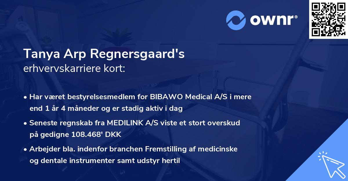 Tanya Arp Regnersgaard's erhvervskarriere kort
