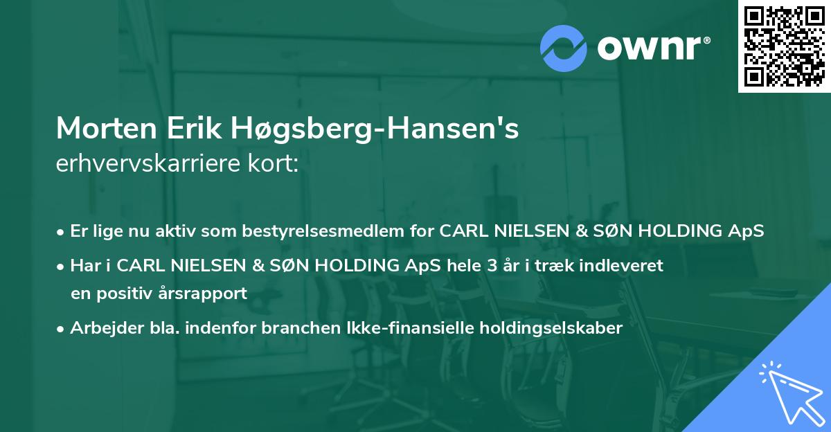 Morten Erik Høgsberg-Hansen's erhvervskarriere kort