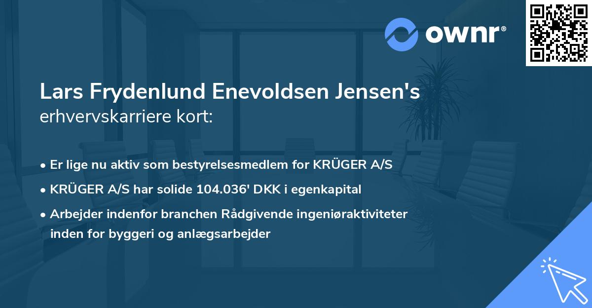 Lars Frydenlund Enevoldsen Jensen's erhvervskarriere kort