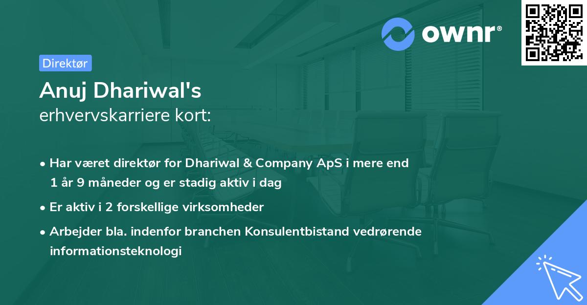 Anuj Dhariwal's erhvervskarriere kort