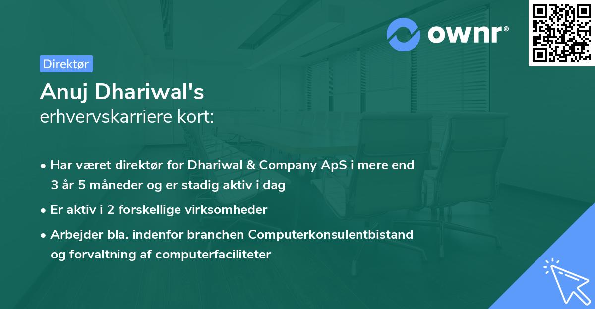Anuj Dhariwal's erhvervskarriere kort