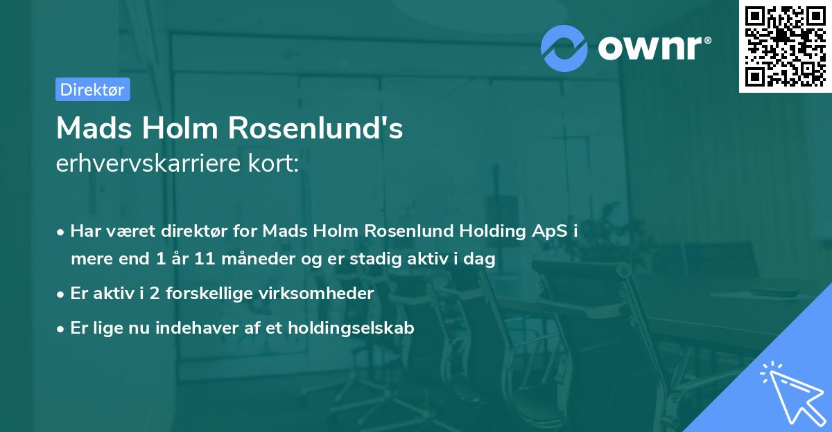 Mads Holm Rosenlund's erhvervskarriere kort
