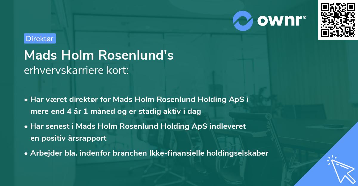 Mads Holm Rosenlund's erhvervskarriere kort