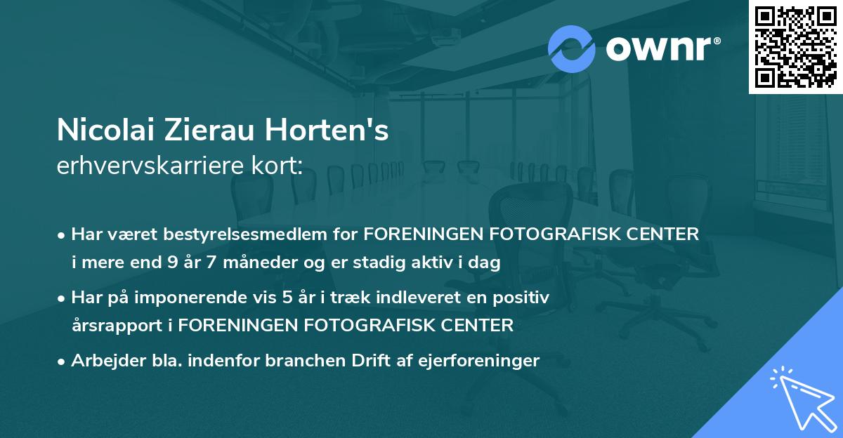 Nicolai Zierau Horten's erhvervskarriere kort