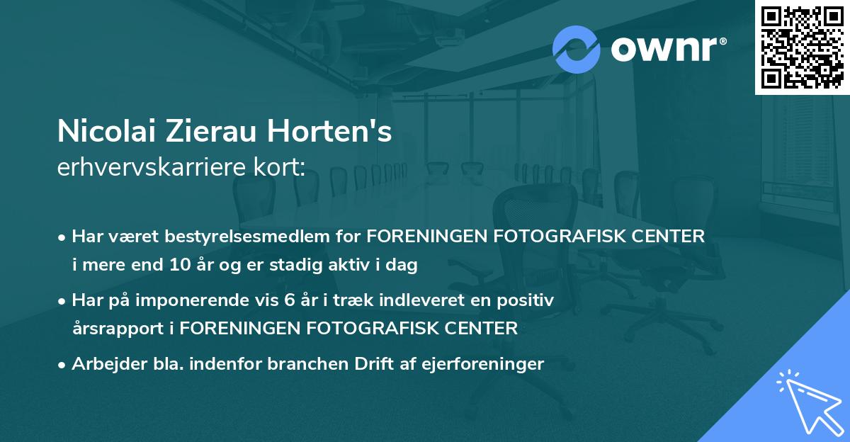 Nicolai Zierau Horten's erhvervskarriere kort