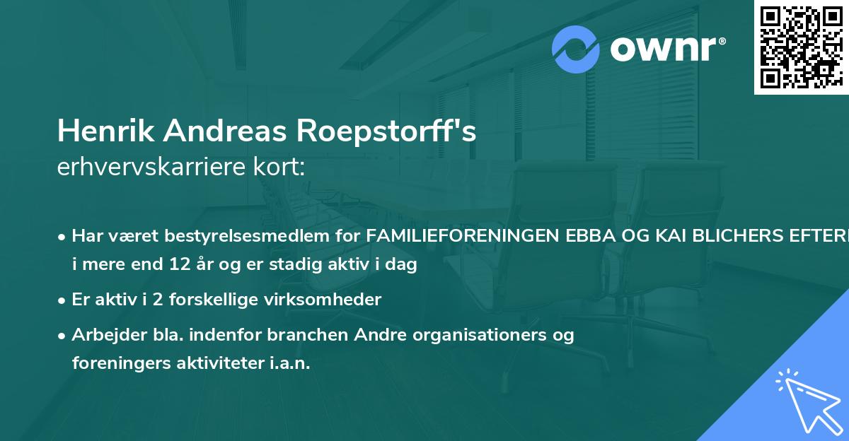 Henrik Andreas Roepstorff's erhvervskarriere kort