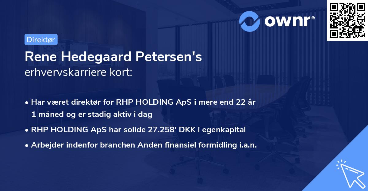 Rene Hedegaard Petersen's erhvervskarriere kort