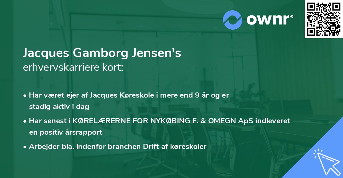 Jacques Gamborg Jensen's erhvervskarriere kort
