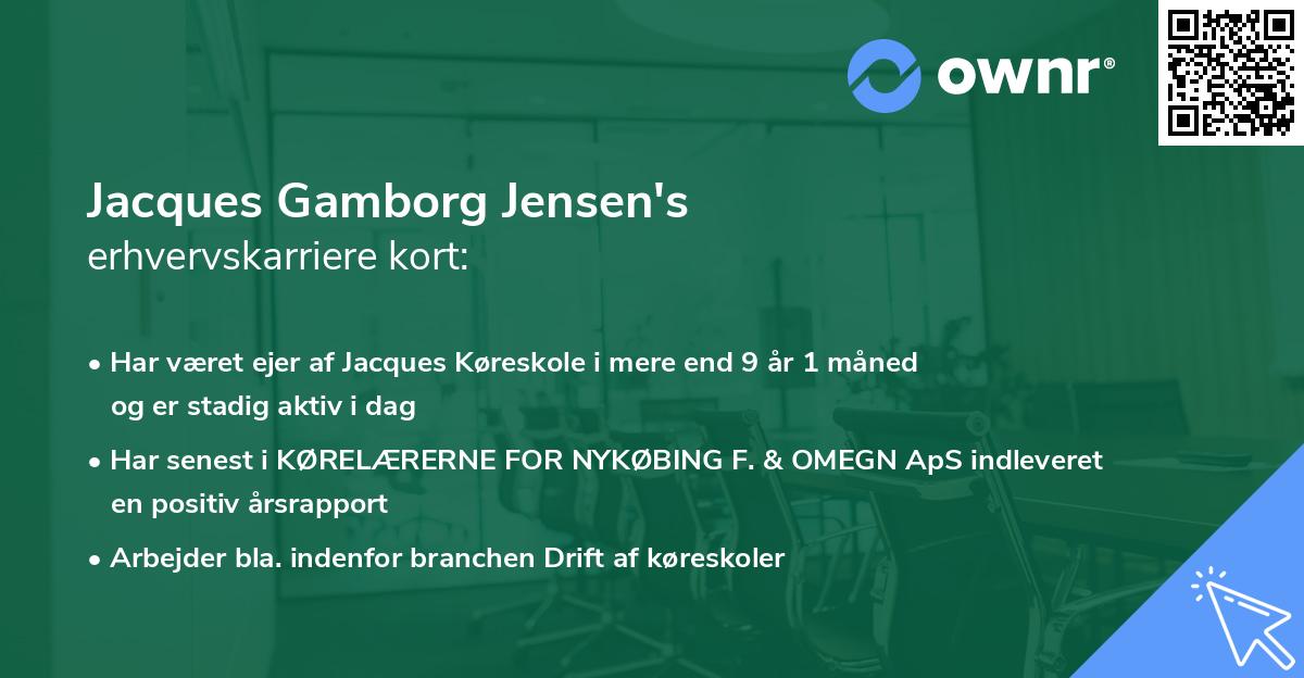 Jacques Gamborg Jensen's erhvervskarriere kort