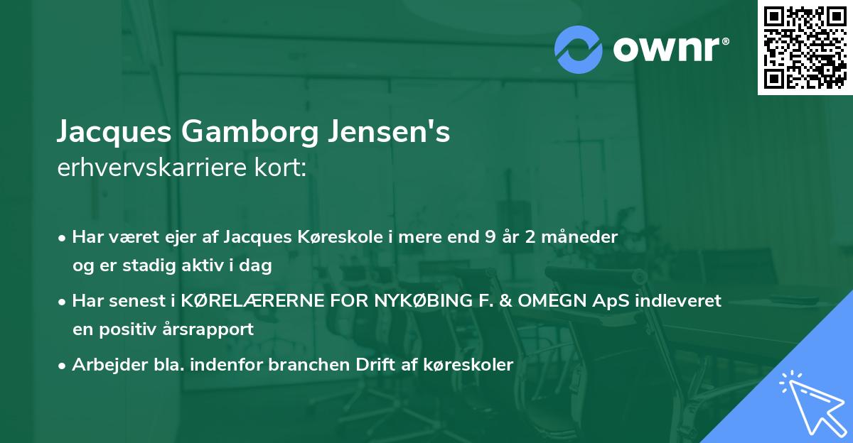 Jacques Gamborg Jensen's erhvervskarriere kort