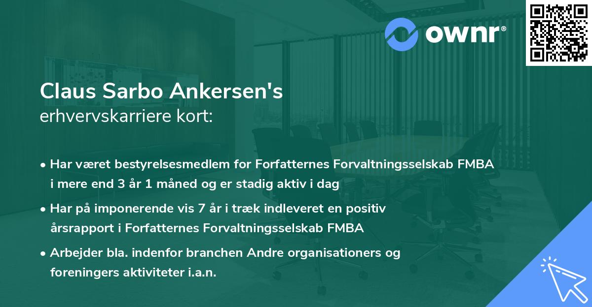 Claus Sarbo Ankersen's erhvervskarriere kort