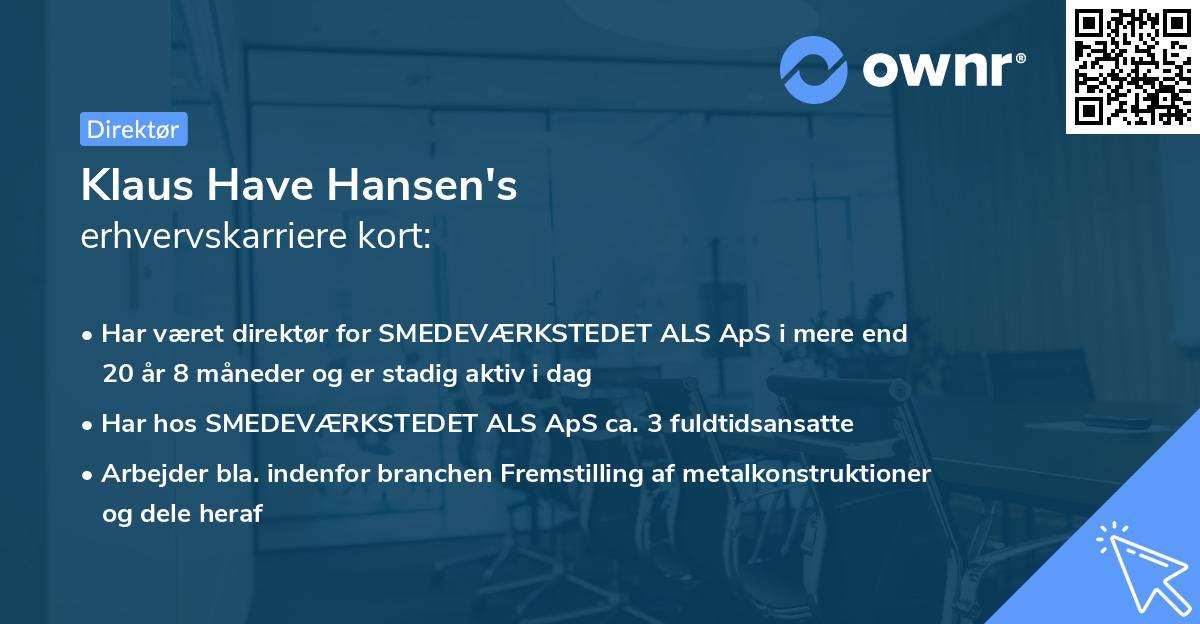 Klaus Have Hansen's erhvervskarriere kort