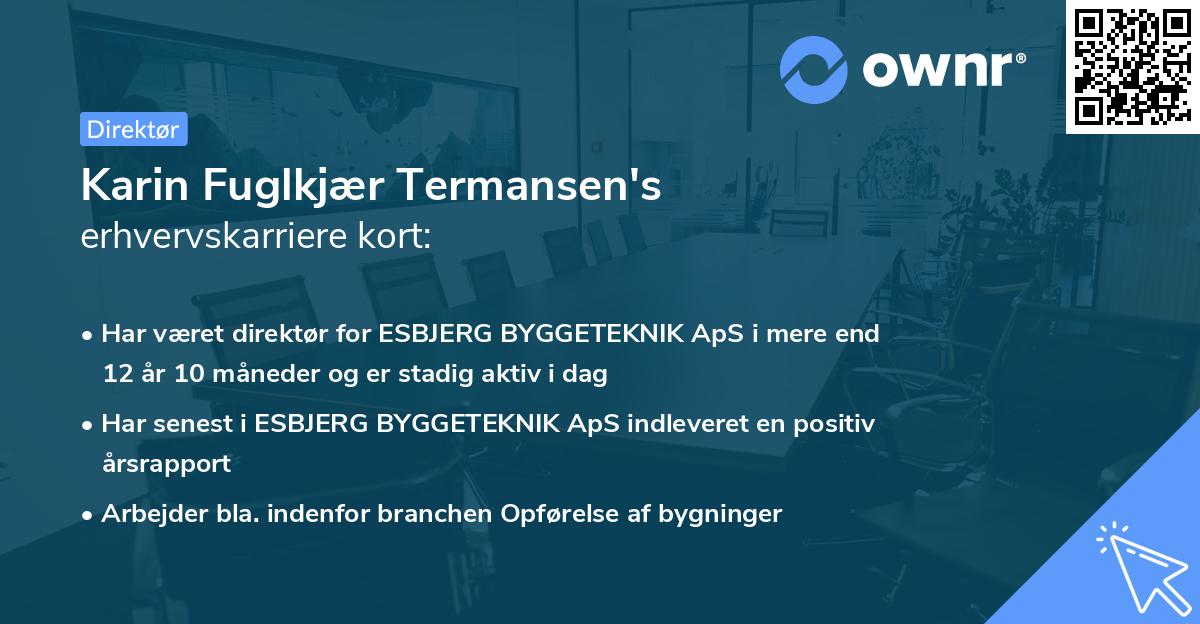 Karin Fuglkjær Termansen's erhvervskarriere kort