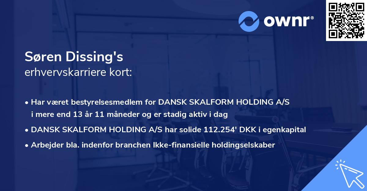 Søren Dissing's erhvervskarriere kort